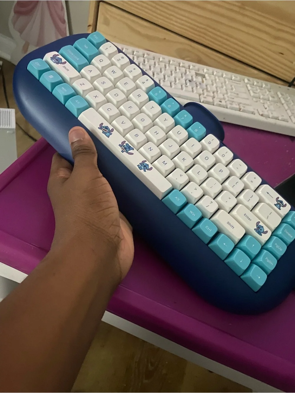 Disney Stitch Molded Buddy Wireless Keyboard - Blue, White